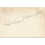 Helen Hayes American Actress Whos Career Spanned 80 Years 4x3 Signature Piece On White Card. Good