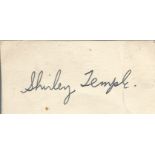 Shirley Temple Famous American Child Star Of The 1930s Signed 2x1 White Card, Signs Of Age With Tape