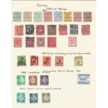 German stamp collection on 2 pages. Germany 1903 official stamps. 1923 overprint. 1954 Russian zone,