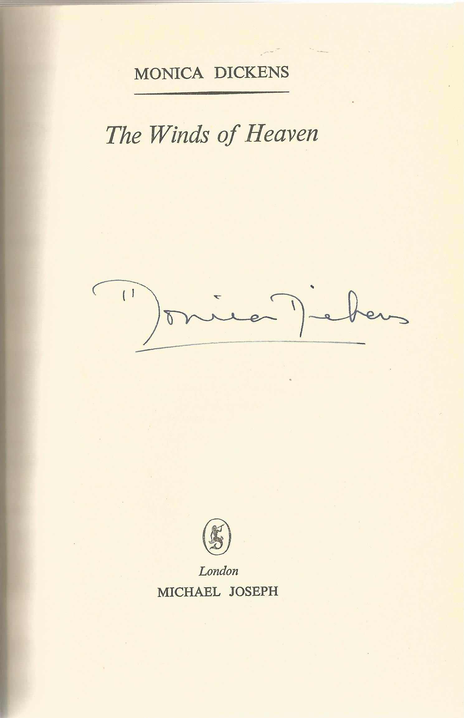 Monica Dickens Hardback Book The Winds of Heaven signed by the Author on the Title Page no dust - Image 2 of 2