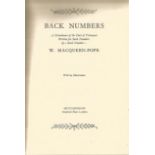 W Macqueen Pope hand written note fixed to front page of hard back book Back Numbers. No dust