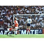 Football, Bryan Robson 16x12 signed colour photograph pictured scoring a goal in the 1982 World