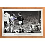 Football, Nobby Stiles signed 12x18 black and white photograph pictured during his time playing