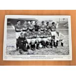Football, Jack Crompton, Alex Dawson, Ronnie Cope multi signed 12x18 black and white photograph