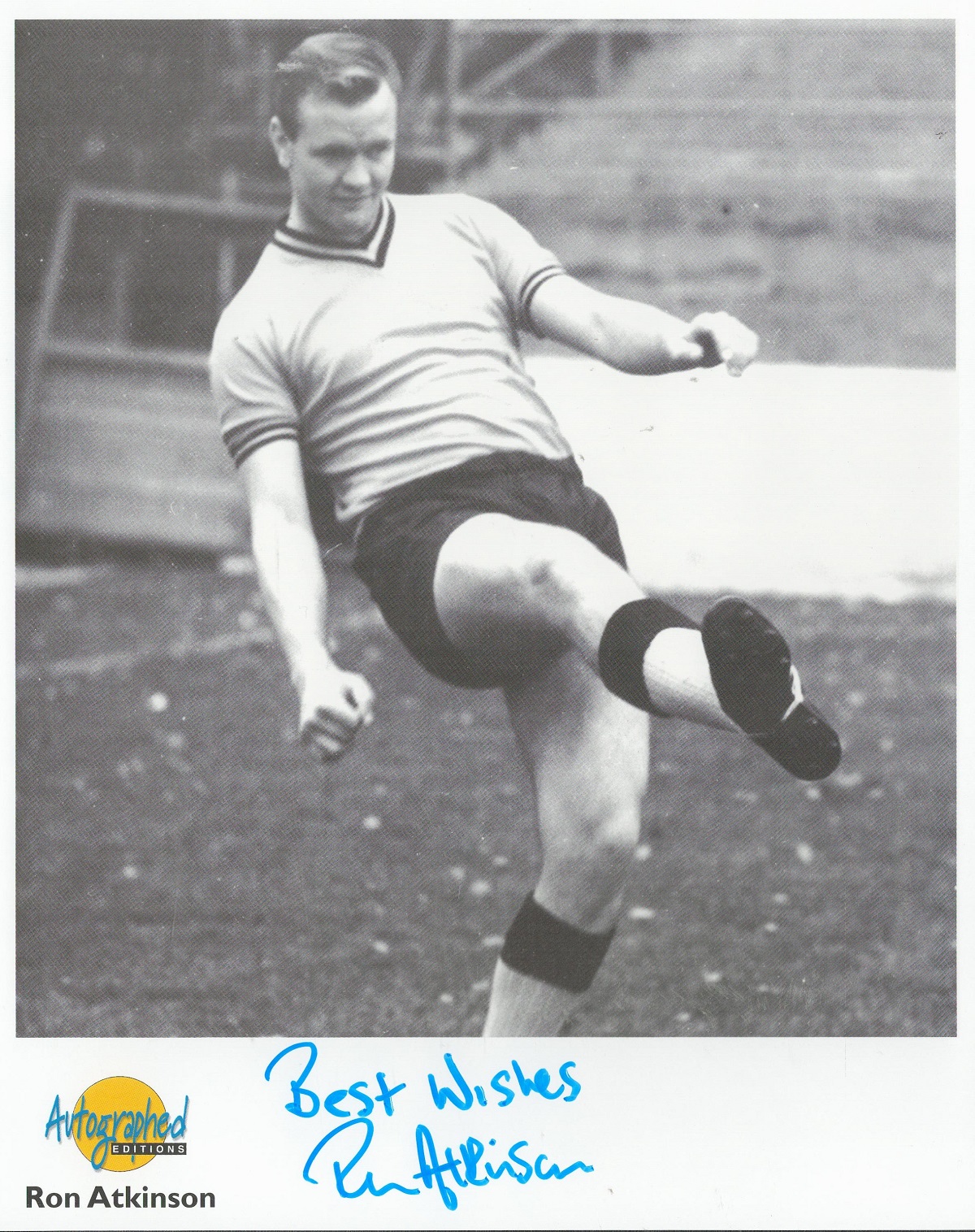 Football. Ron Atkinson Signed 10x8 Autographed Editions page. Bio description on the rear. Photo