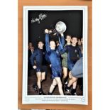 Football, Nobby Stiles signed 12x18 colour photograph pictured as he proudly celebrates with the