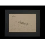 B12 RARE Stephen Teasdale ORIGINAL PENCIL DRAWING signed by 11 Luftwaffe and RAF WW2 Fighter Aces