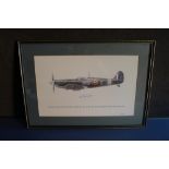 B9 RARE - An early Battle of Britain Museum Appeal Spitfire print signed by Wing Commander Robert '