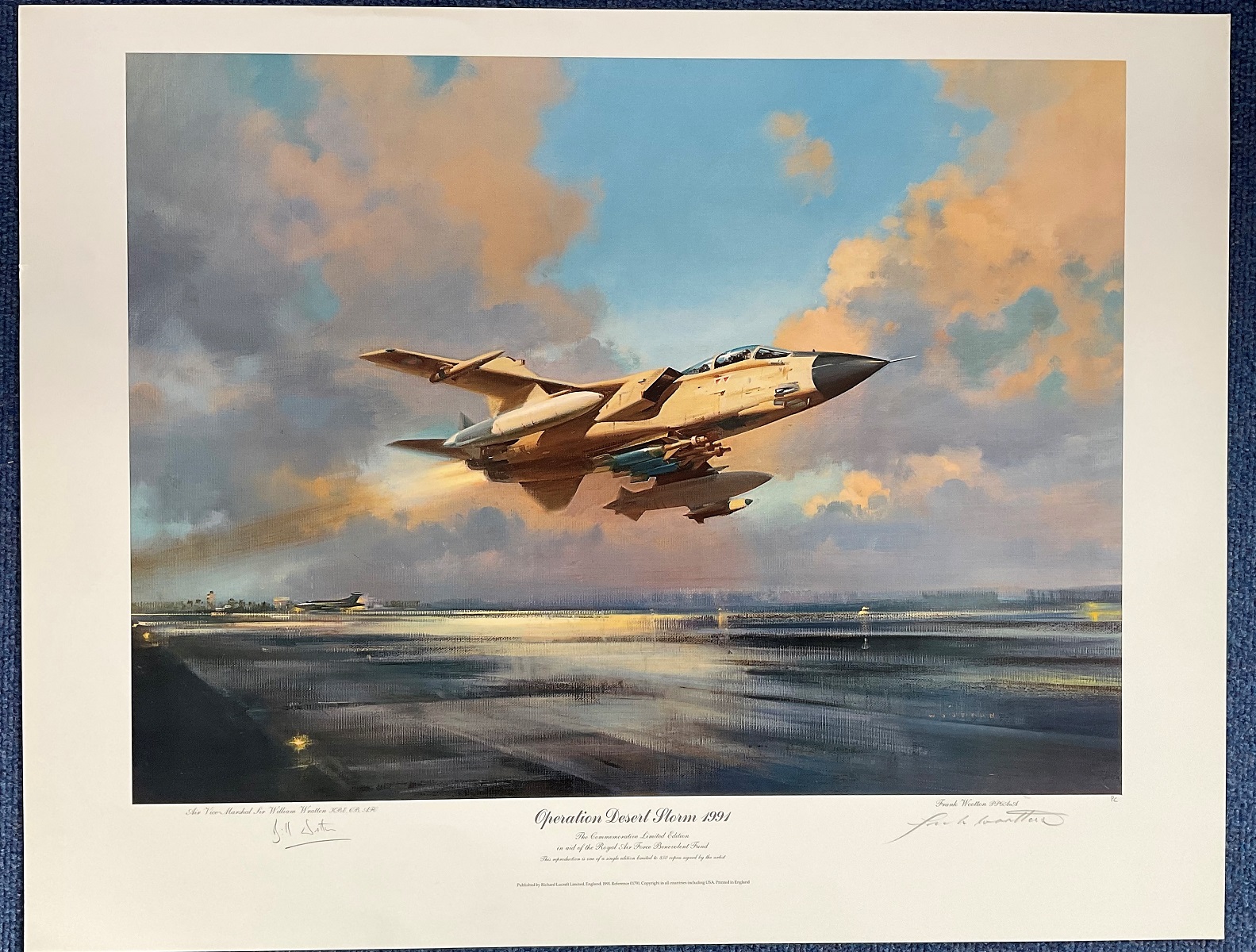 RAF Signed print 22x29. print titled Operation Desert Storm 1991. signed in pencil by the artist