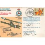 Lord Balfour Of Inchrye Multi-Signed FDC. Titled No 43 Squadron Royal Air Force- 34th anniversary of