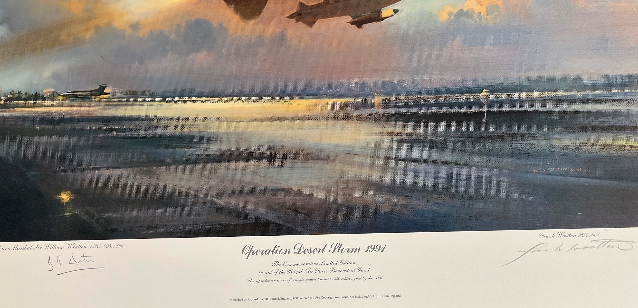 RAF Signed print 22x29. print titled Operation Desert Storm 1991. signed in pencil by the artist - Image 2 of 2