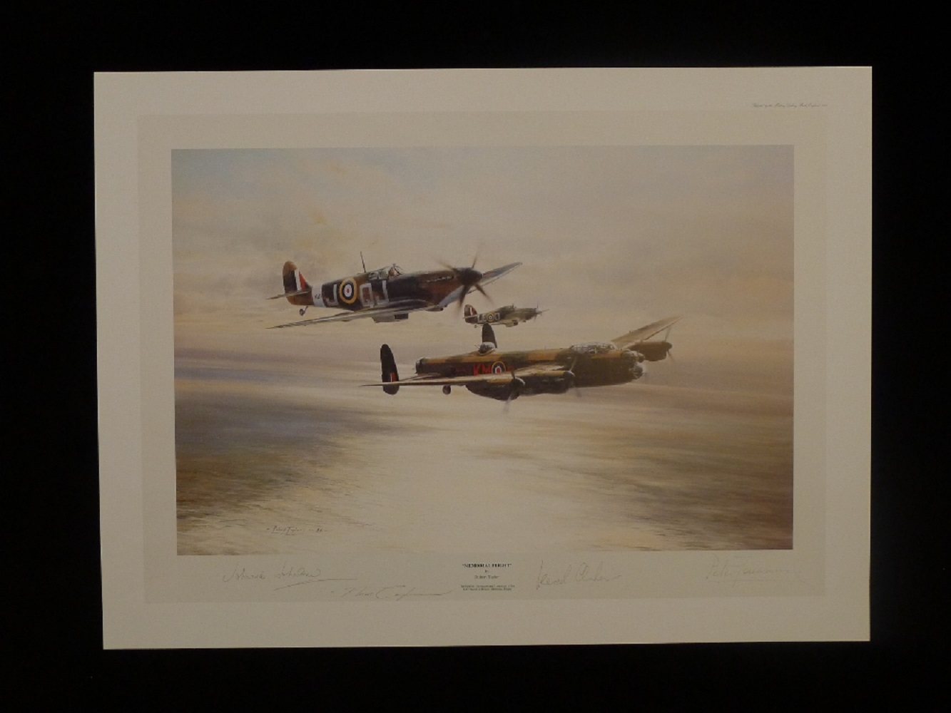 B1 Rare Robert Taylor "Memorial Flight" Restricted Edition print signed by 3 famous RAF WW2 highly