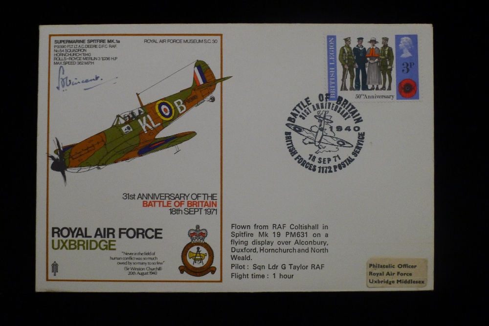 B26 Scarce WW2 RAF Battle of Britain signed cover - Air Vice Marshal Stanley Flamank Vincent, CB,