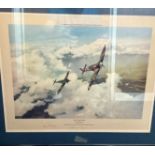 Adolf Galland and Douglas Bader Signed Robert Taylor Print. Titled "Duel Of Eagles". Also signed