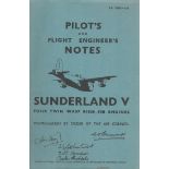 Signed Pilot and Flight Engineer's Notes for Sunderland V Four Twin Wasp R1830-90B Engines. Signed