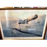 Multi-Signed Robert Taylor Print. Titled "Hurricane Force". Signed by Peter Townsend, Peter