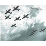 Byron Duckenfield 501 Squadron Signed 10x8 Black and white photo. Photo shows 9 RAF Warplanes in the