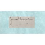 Jean Batten CBE Signature on a signature card set on an autograph book page. Jean Gardner Batten CBE