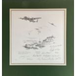 World War II Multi-signed print. 20x19 in size, matted. print titled Safely Home limited edition