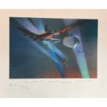 Multi-Signed Frank Wootton Print. Titled "Lancaster Bale Out". Signed in pencil by Norman Jackson,