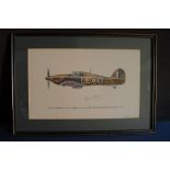 B8 RARE - An early Battle of Britain Museum Appeal Hurricane print signed by Group Captain Sir