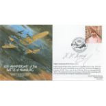 Flt Lt H H Hoey Signed FDC titled 60th Anniversary of The Battle of Hamburg. MF7. Good condition.