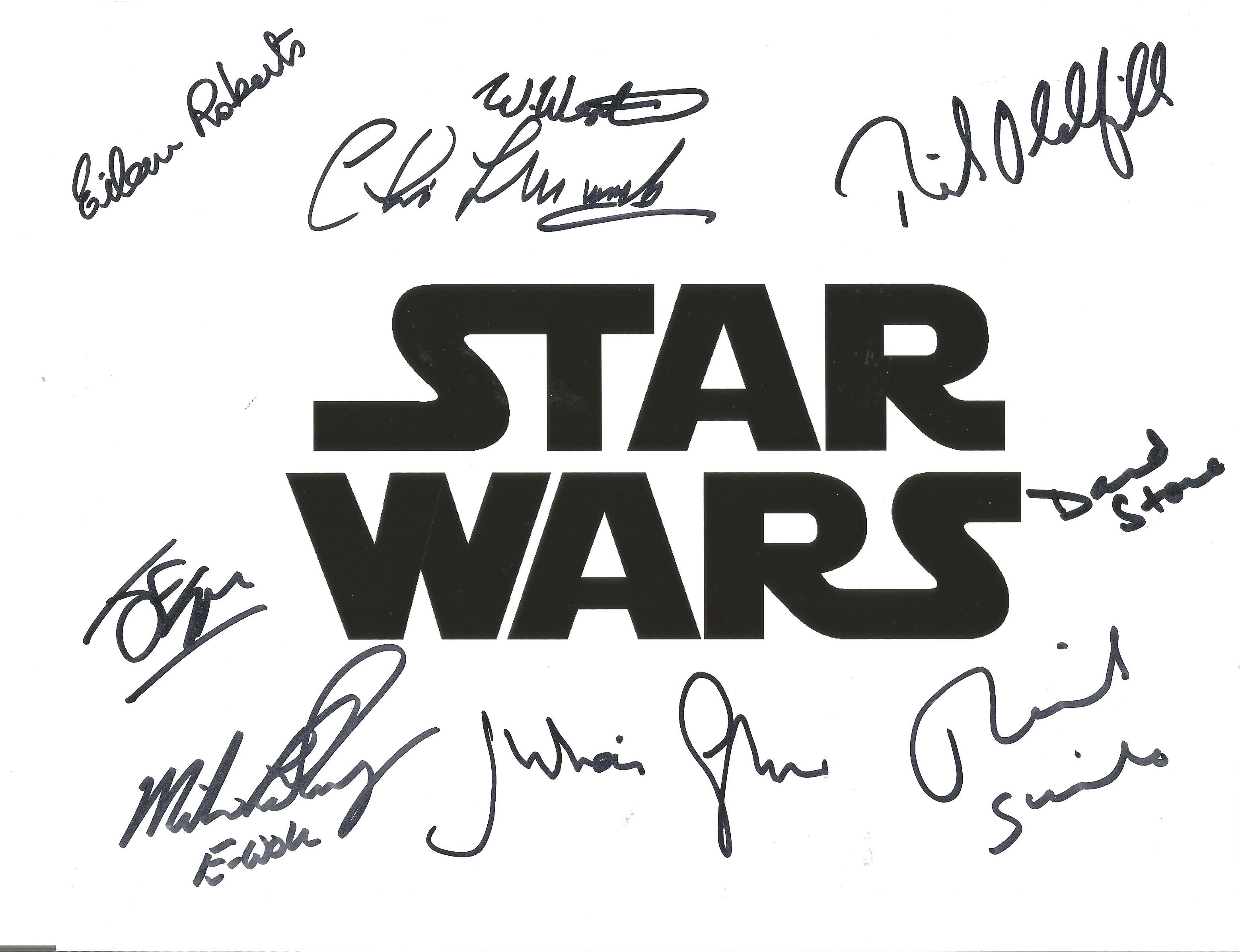 Star Wars multi signed 10x8 colour photo 9 fantastic signatures includes Julian Glover, Mike