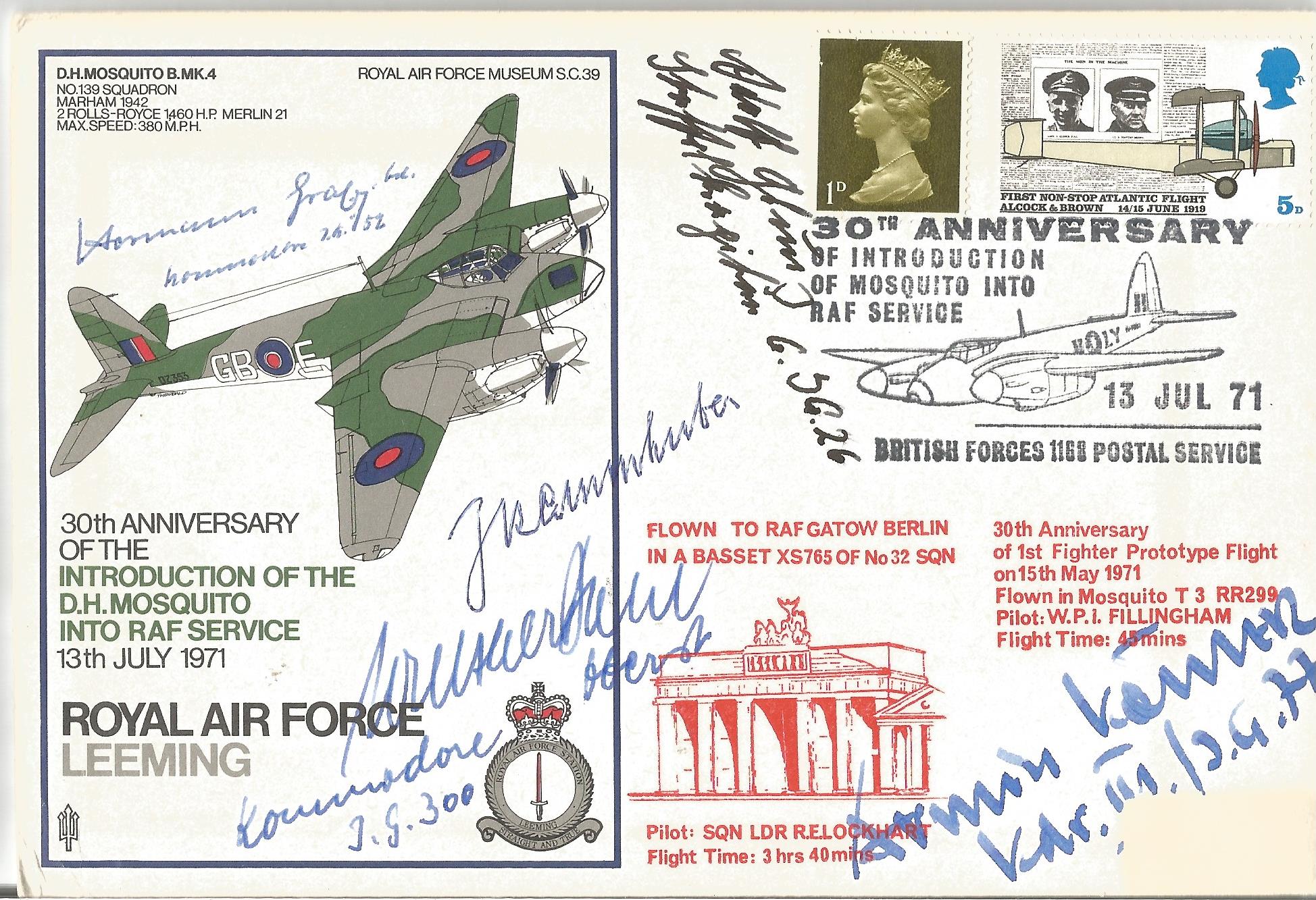 WW2 Luftwaffe Hans Rossbach multi signed cover. Hans Rossbach No 19 Royal Air Force Leeming multi