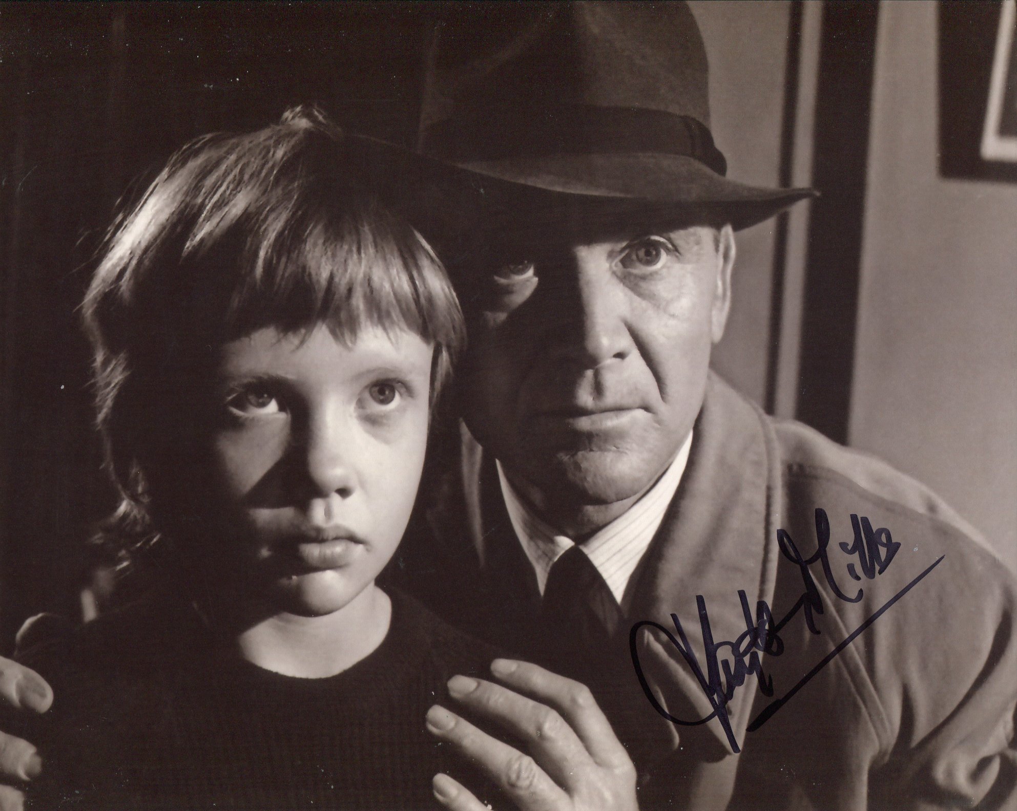 Hayley Mills signed 8x10 movie scene photo pictured with her father Sir John Mills. Good