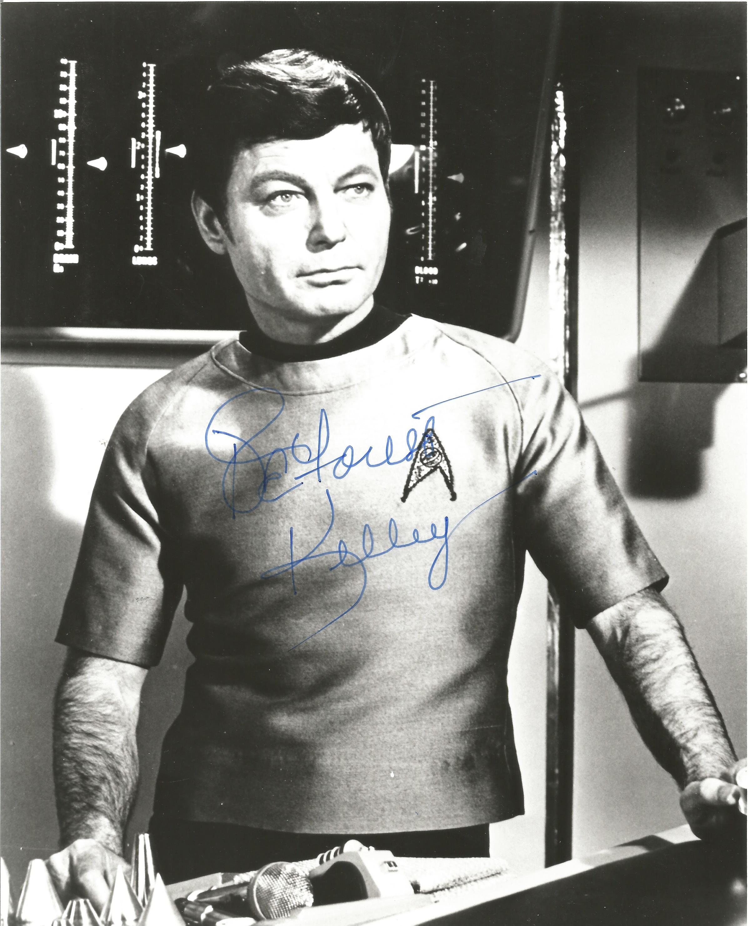 Deforest Kelly signed 10x8 black and white Star Trek photo. Jackson DeForest Kelley (January 20,