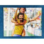 Socrates signed 16x12 colour photo pictured while Captain of Brazil during the 1982 World Cup Finals