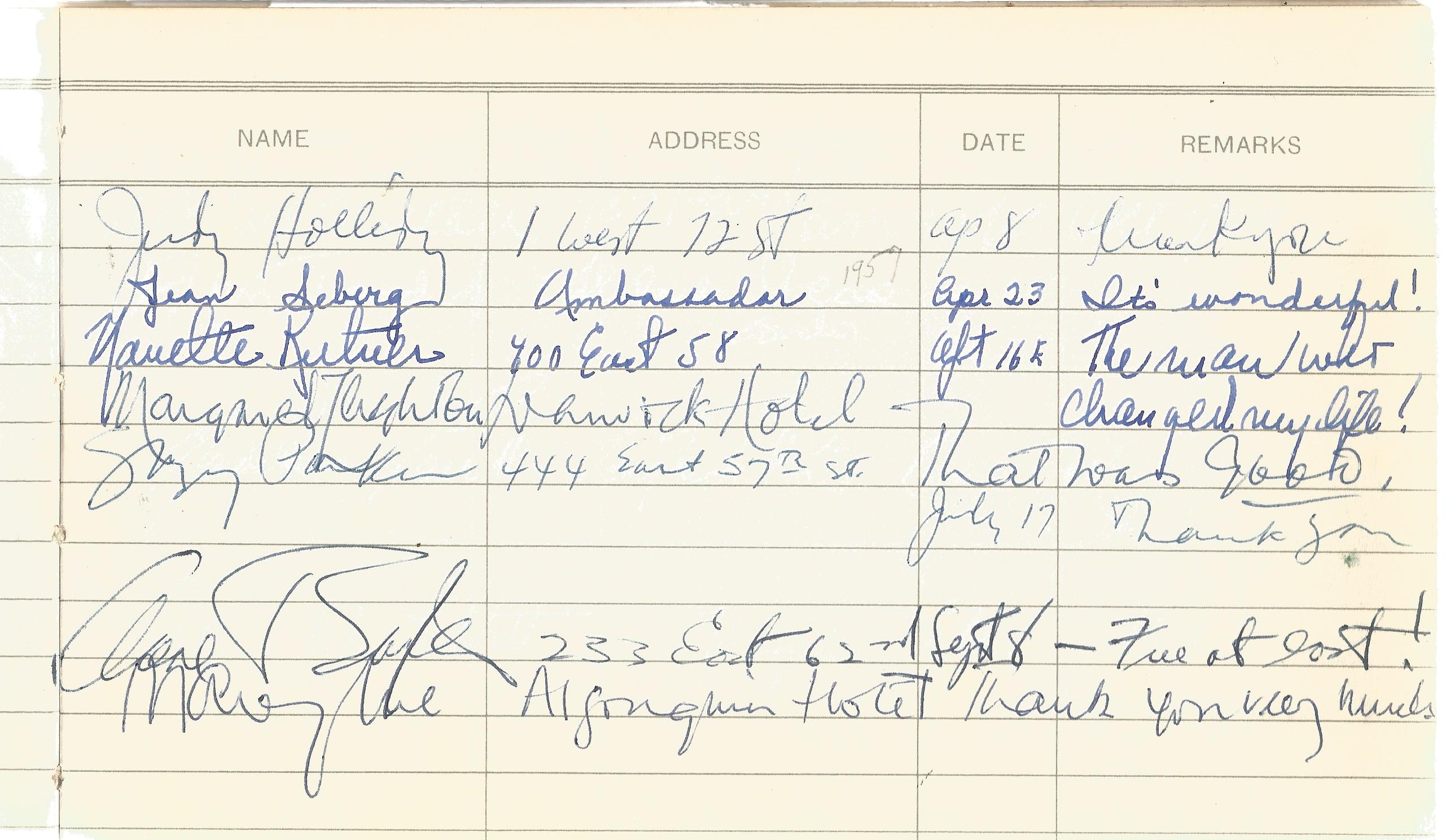 Vintage Guest Book belonging to JOHN BERNARD who was MD & ARTISTIC ADVISOR at THE HOUSE OF REVLON in - Image 3 of 10