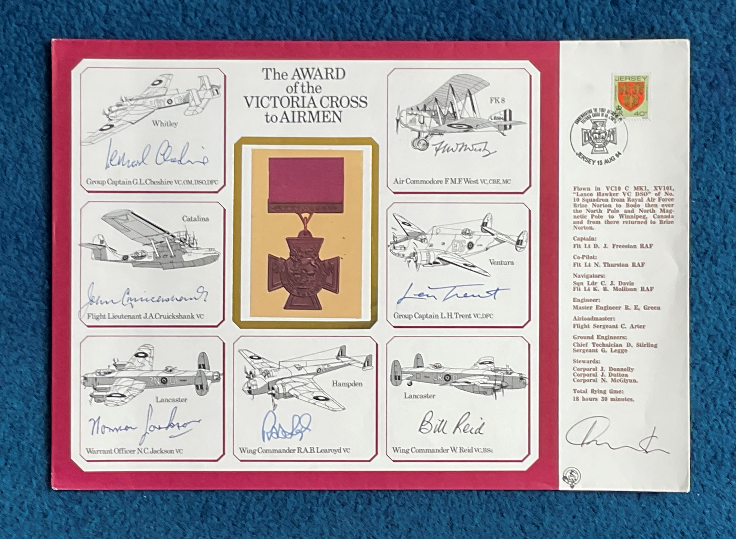 The Award of the Victoria Cross to Airmen multi signed large DM medal cover includes signatures from