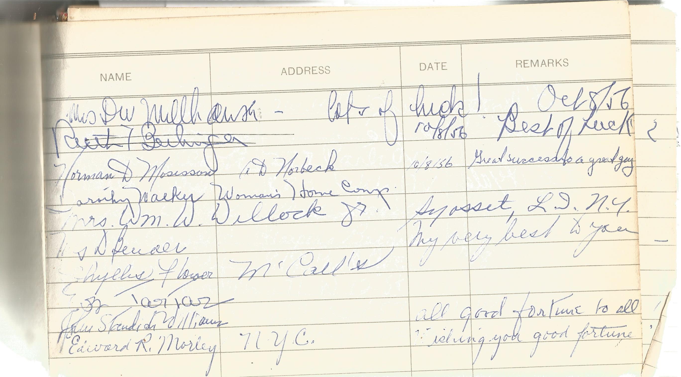 Vintage Guest Book belonging to JOHN BERNARD who was MD & ARTISTIC ADVISOR at THE HOUSE OF REVLON in