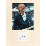 Mike Rutherford (Genesis) signature piece in autograph presentation. Mounted with photograph to