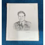 Guy Gibson 15x11 original pencil drawing by the renowned aviation and military artist Steve Teasdale