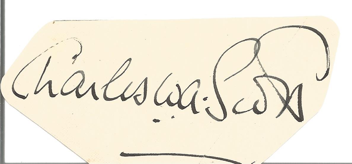 Flt Lt Charles William Anderson Scott, AFC signed small irregularly cut signature piece. 13 February