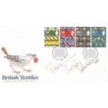 Dame Twiggy Lawson signed British Textiles Royal Mail FDC PM Philatelic Bureau Edinburgh 23 July