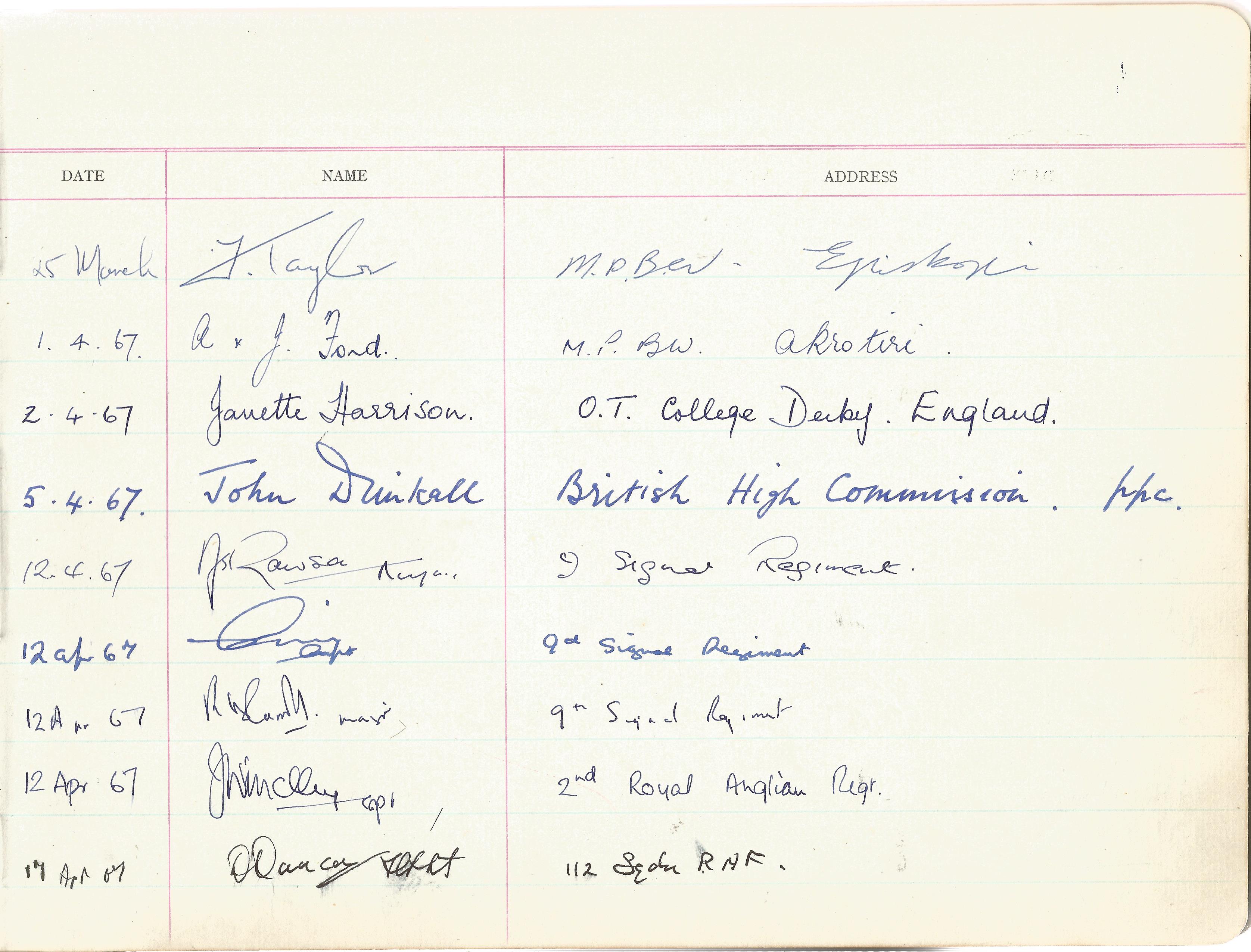 Visitors Book Collection Officers Mess RAF EPISKOPI BFPO53 dated August 1965 th July 1975 includes - Image 7 of 21