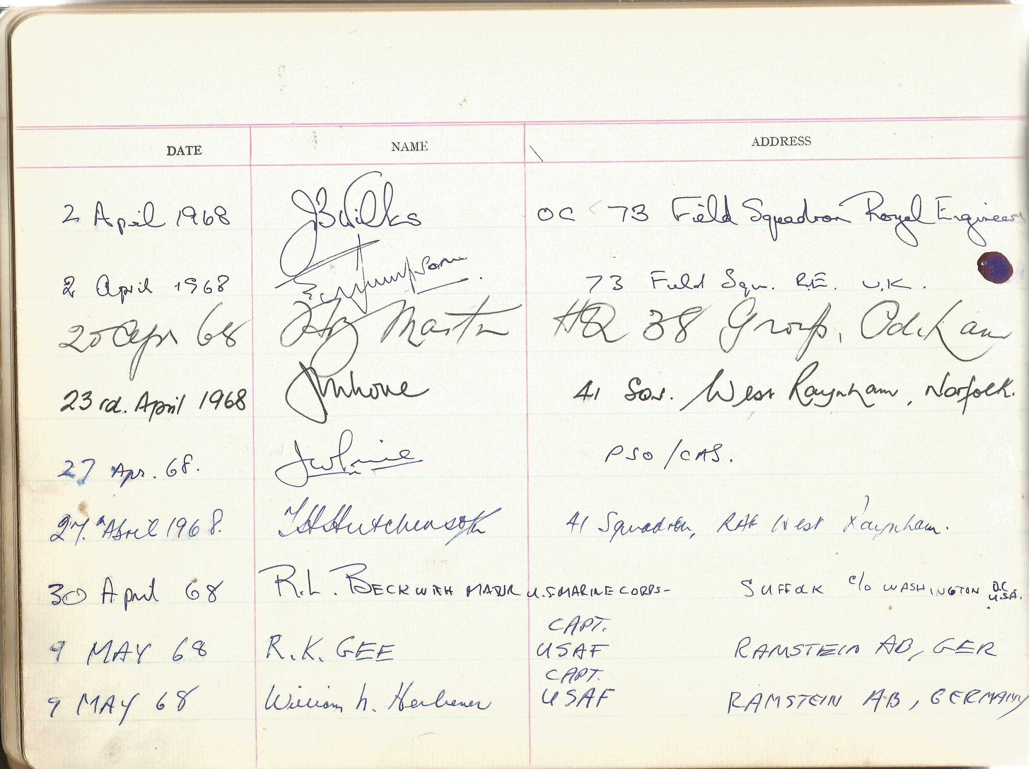 Visitors Book Collection Officers Mess RAF EPISKOPI BFPO53 dated August 1965 th July 1975 includes - Image 11 of 21