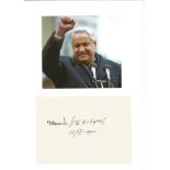 Boris Yeltsin signed 6 x 4 inch cream page with colour photo. Good condition. All autographs come