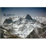 Everest Mountaineer multi signed 12x8 colour photo 5 fantastic signatures includes Edmund Hilary,