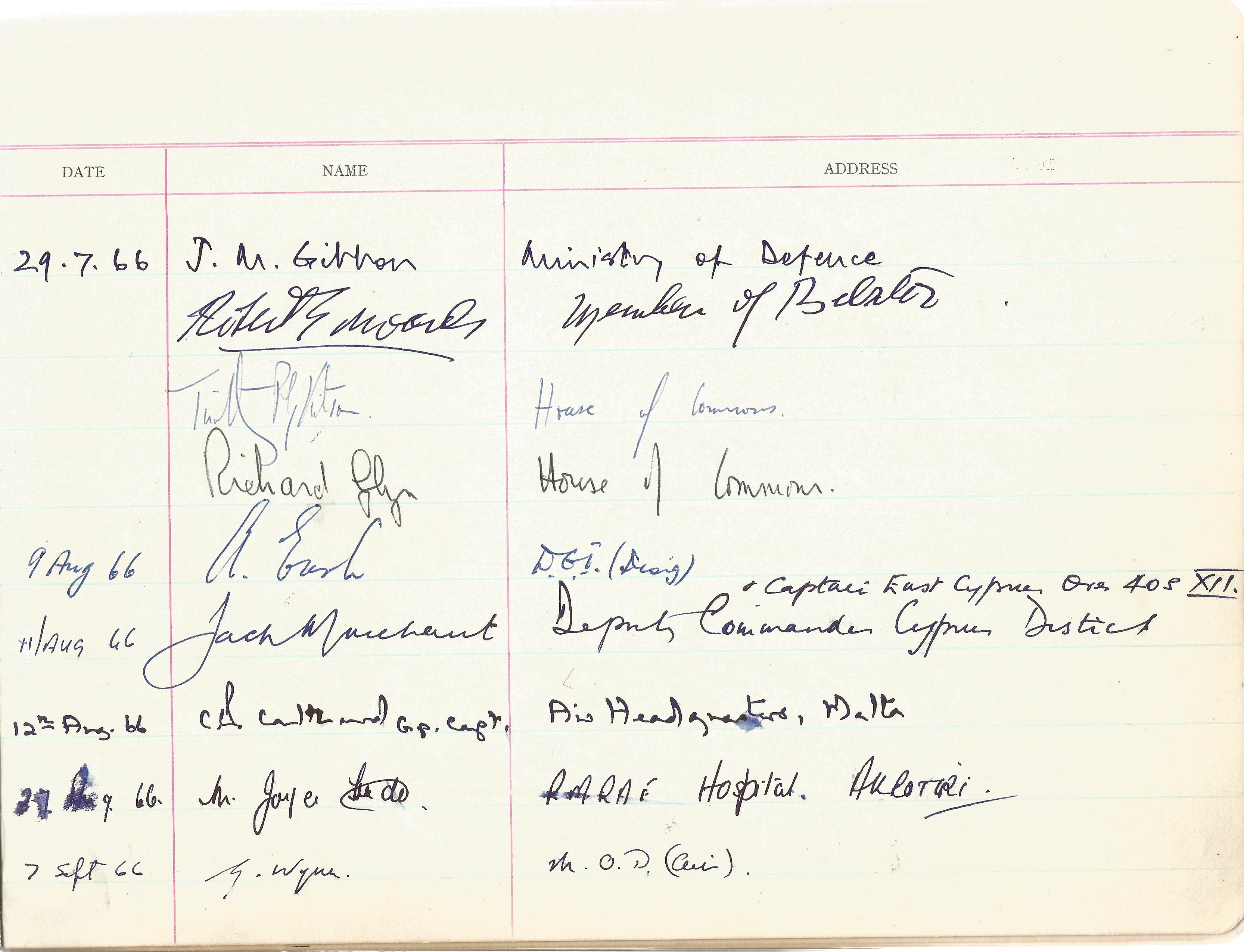 Visitors Book Collection Officers Mess RAF EPISKOPI BFPO53 dated August 1965 th July 1975 includes - Image 4 of 21