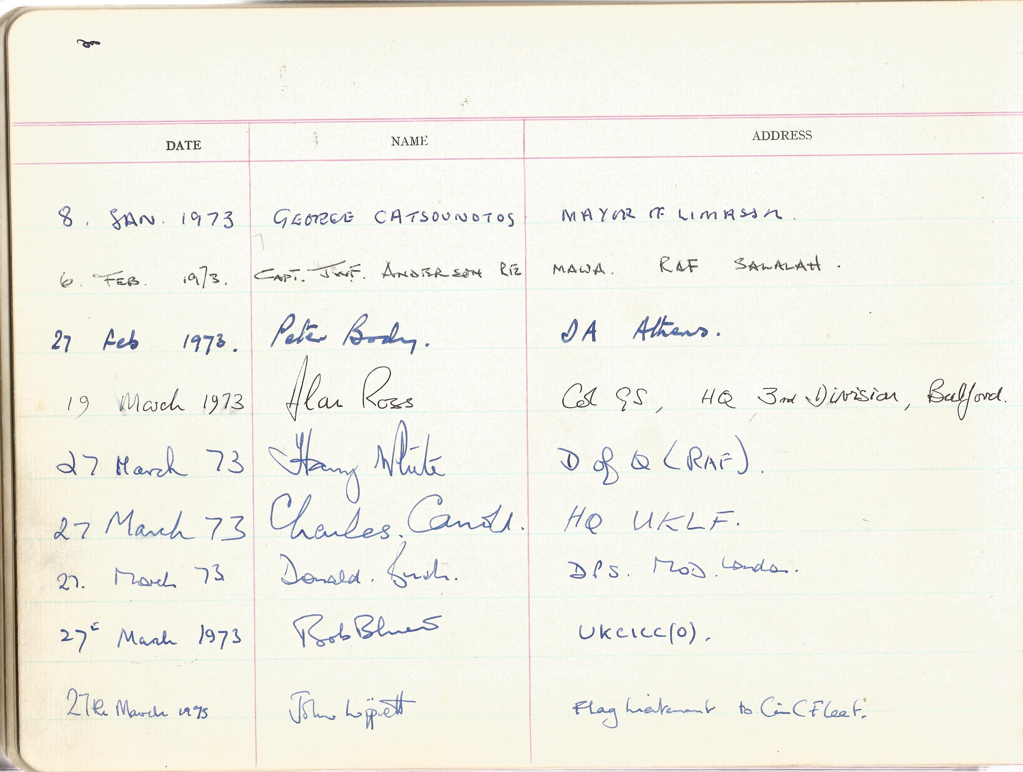 Visitors Book Collection Officers Mess RAF EPISKOPI BFPO53 dated August 1965 th July 1975 includes - Image 19 of 21