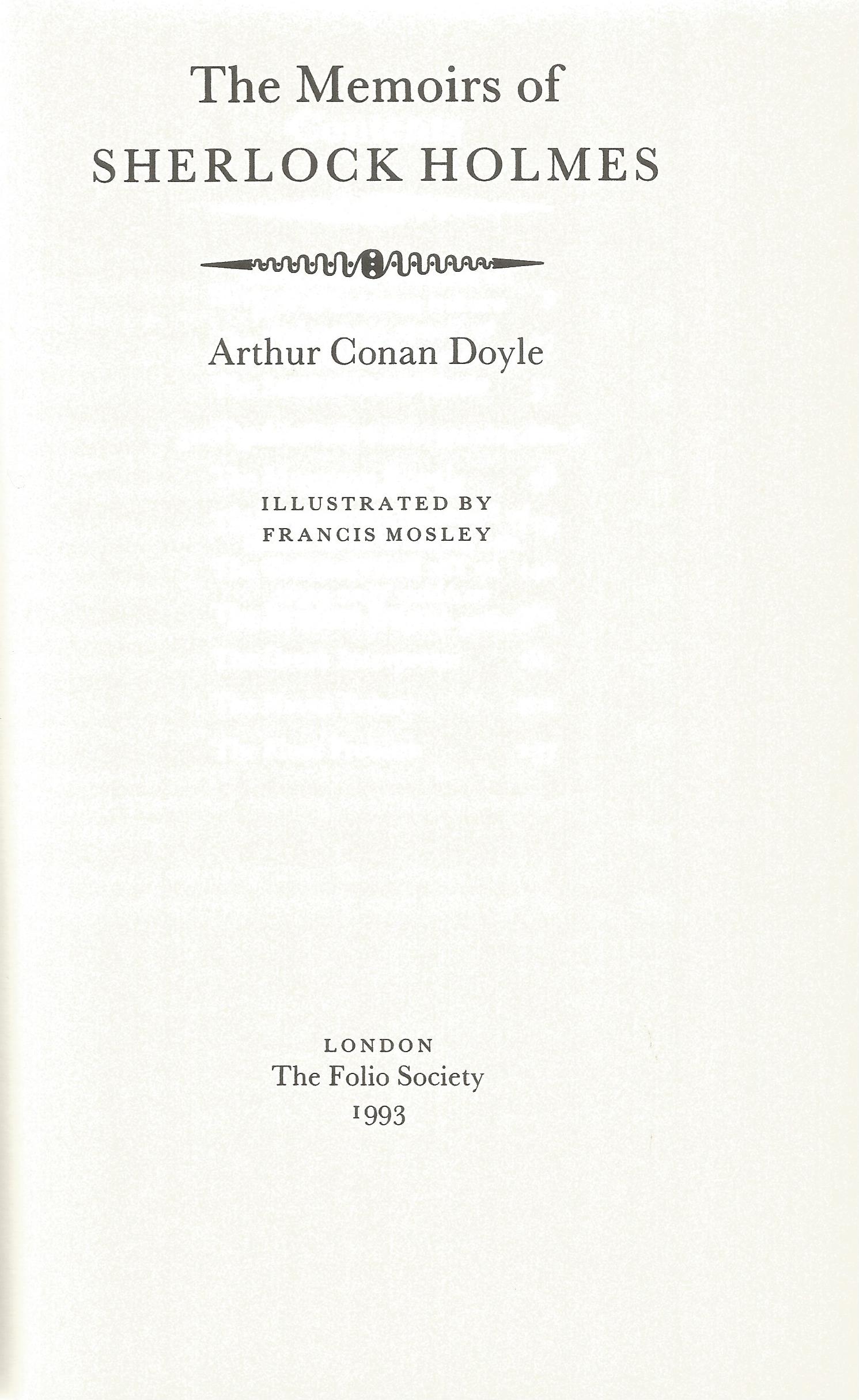 Folio society hardback book The Memoirs of Sherlock Holmes by Arthur Conan Doyle 1993 in good - Image 2 of 2