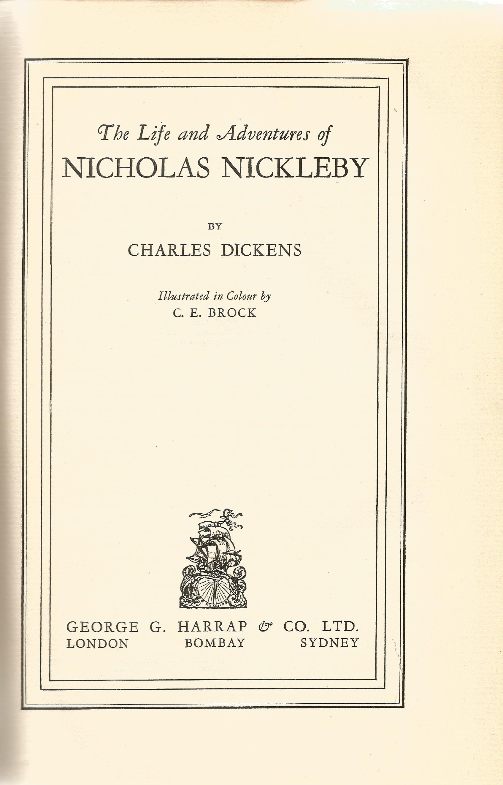 Charles Dickens hardback book The Life and Adventures of Nicholas Nickleby 1931 First Edition - Image 2 of 2