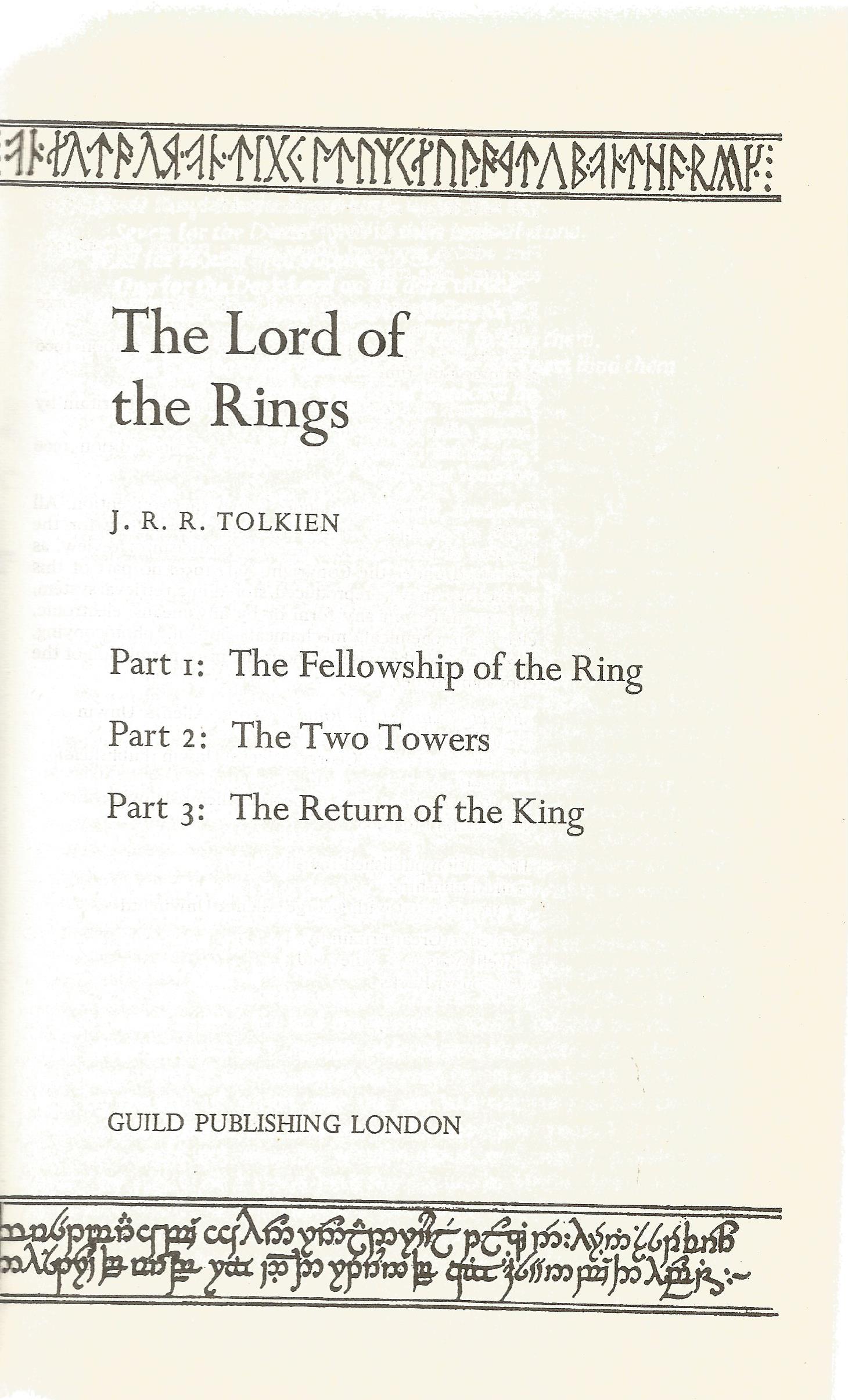 J. R. R. Tolken hardback book The Lord of the Rings 1981 published by Guild Publishing in good - Image 2 of 2