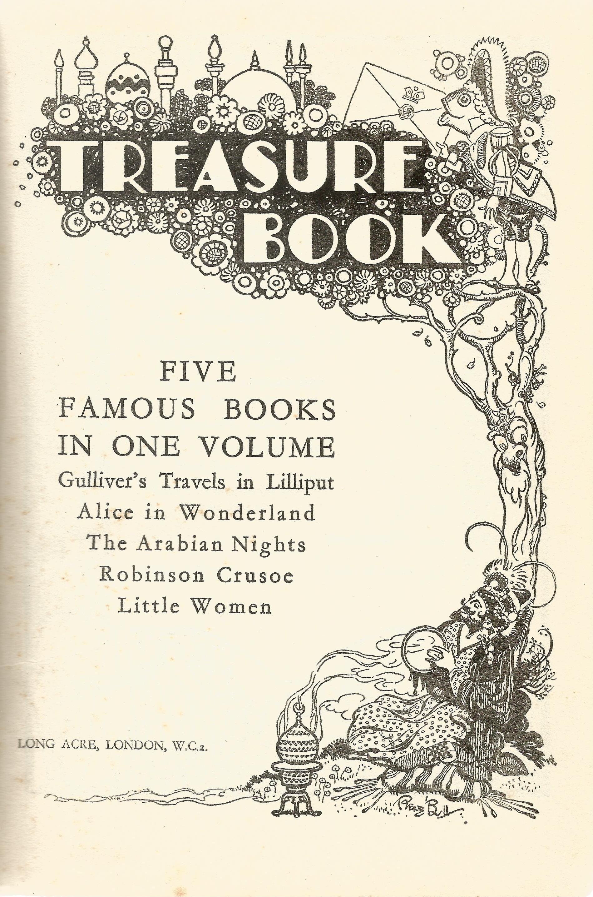 The Children's Treasure Book - Five Famous Books in one Volume Gulliver's Travels in Lilliput, Alice - Image 2 of 2
