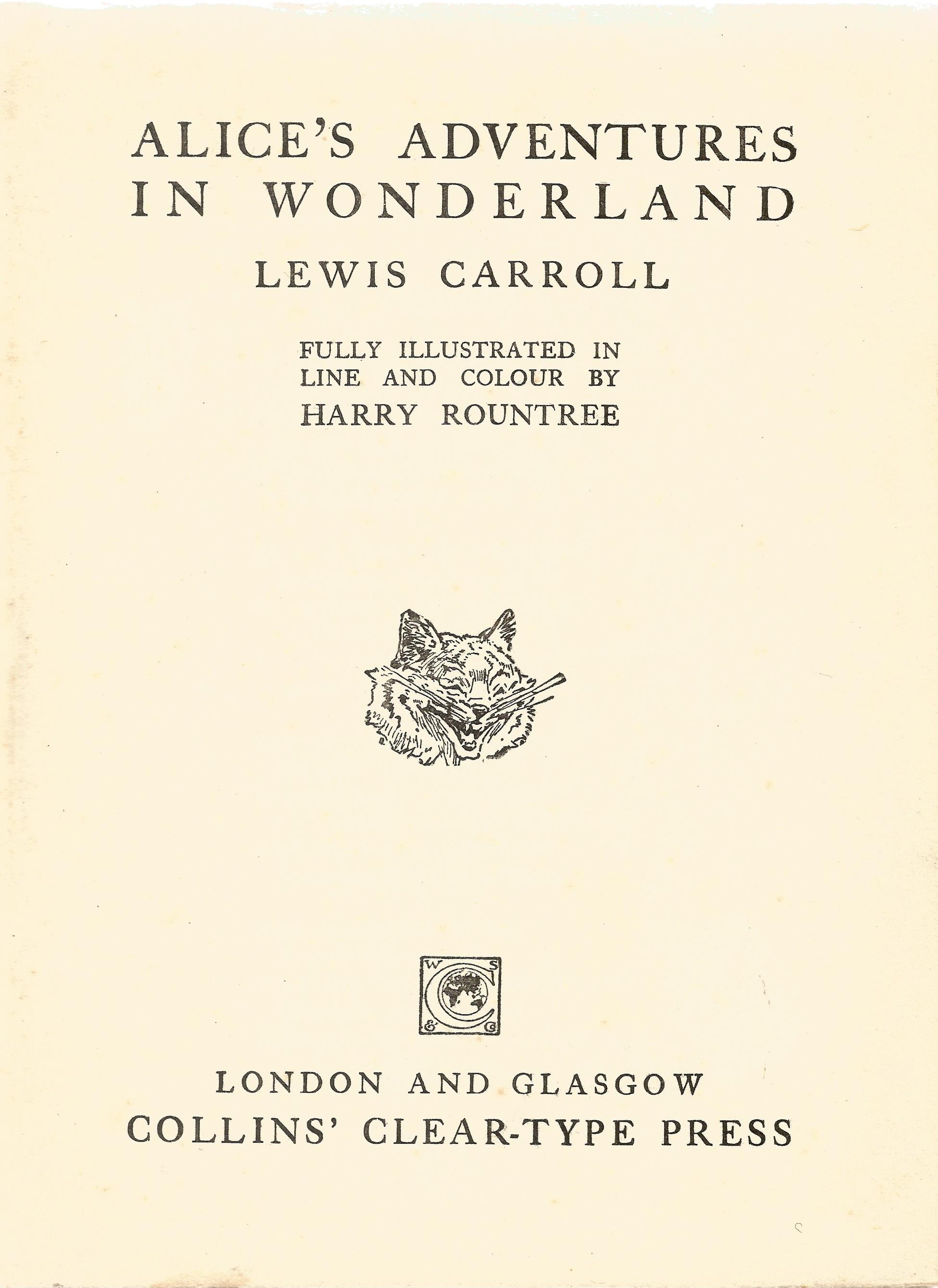 Lewis Carroll hardback book Alice's Adventures in Wonderland published by Collins' Clear-Type - Image 2 of 2