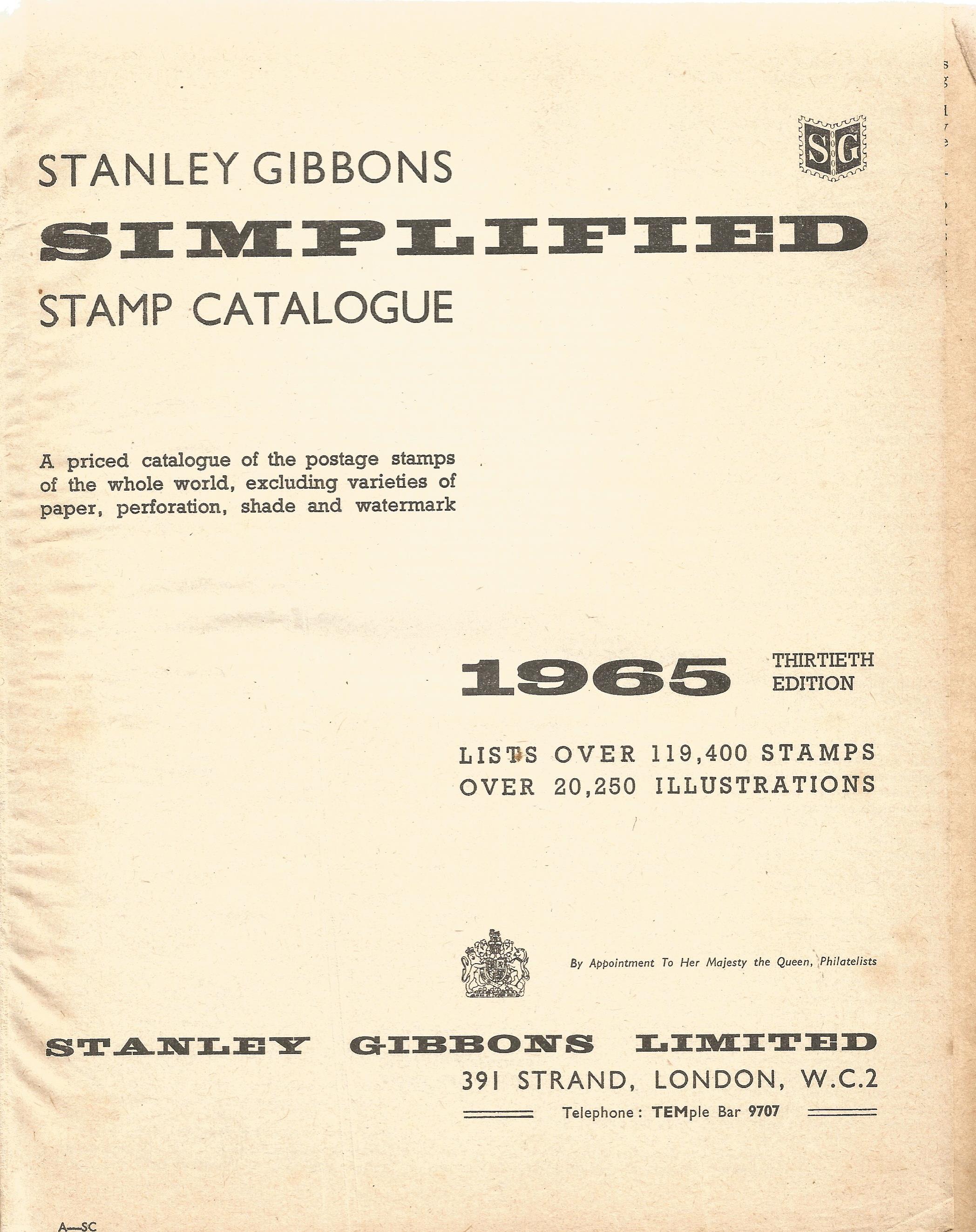 Stanley Gibbons hardback book Simplified Whole World Stamp Catalogue 1965 - All the Worlds Stamps - Image 2 of 2